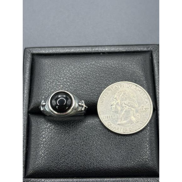 New Condition Sterling Silver Onyx Cross Ring Size 7 - Picture 7 of 9